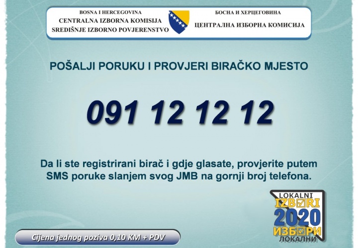 Pošalji poruku i provjeri Biračko mjesto